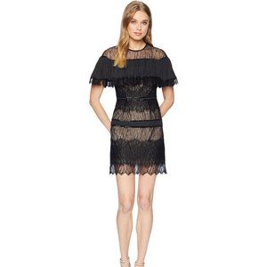 Halston Heritage Pleated Lace Mini Dress With Beading